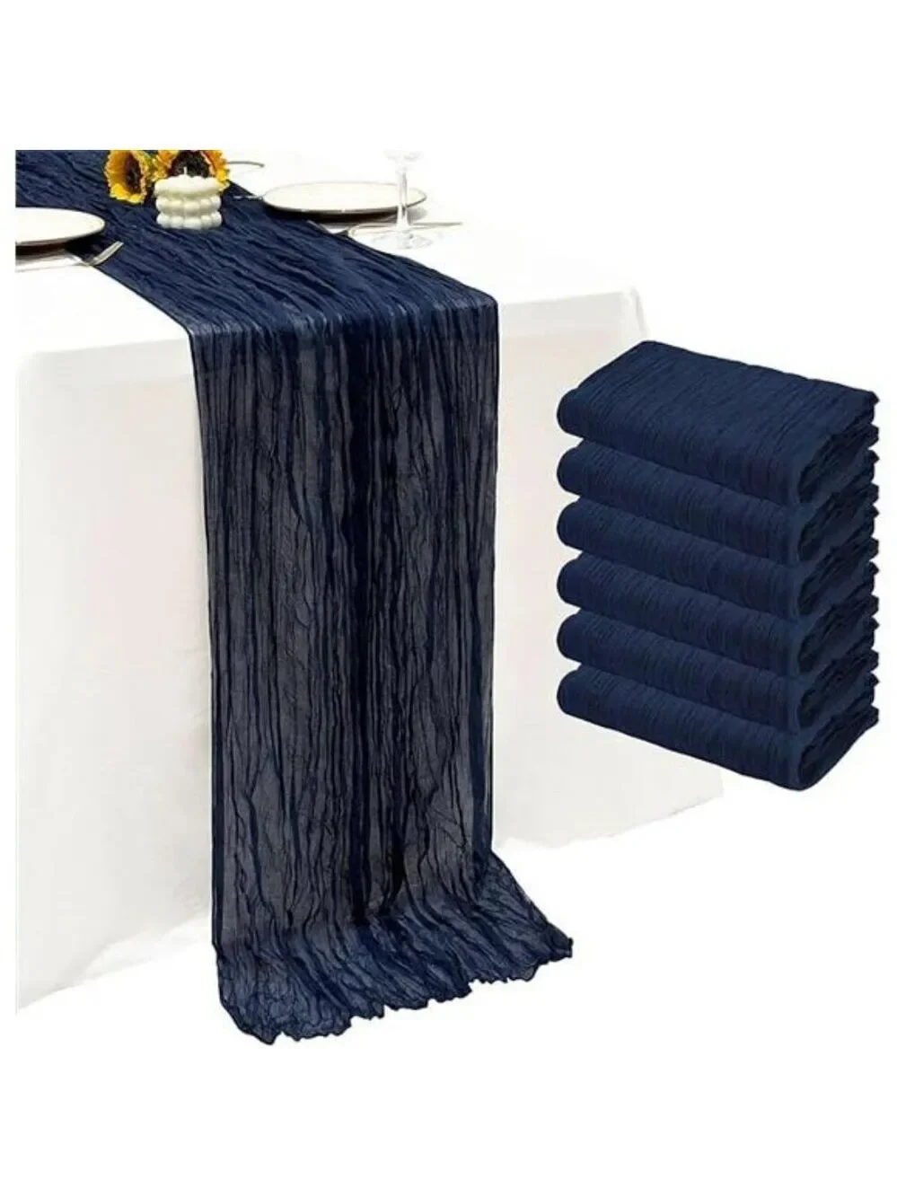 navy blue cheesecloth table runner 10ft gauze fabric wedding party decor 6 pack